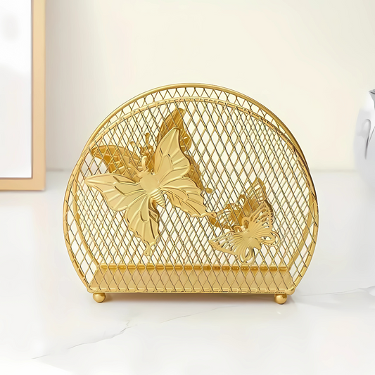 Gold Butterfly Napkin Holder – Stylish Tissue Stand for Dining Table, Kitchen & Office