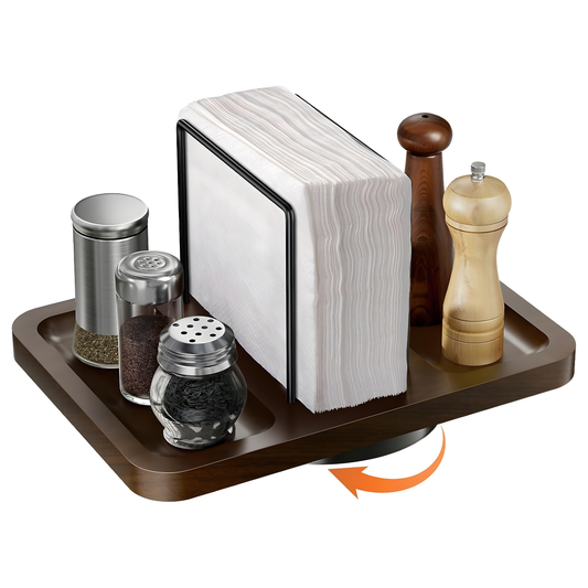 Rotating Metal Napkin Holder with Caddy-Perfect for Kitchen, Dining, or Bathroom Decor