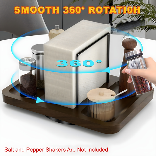 Rotating Metal Napkin Holder with Caddy-Perfect for Kitchen, Dining, or Bathroom Decor